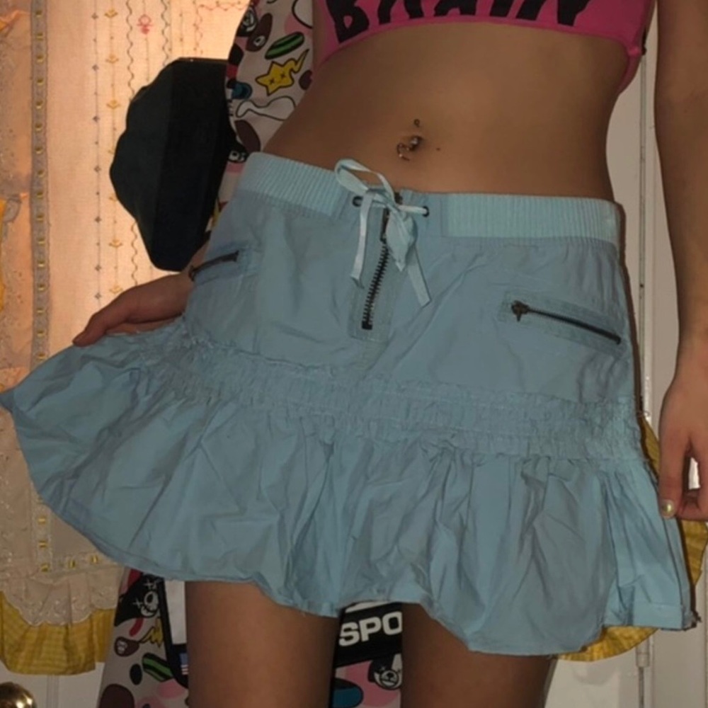 Blue cargo utility skirt